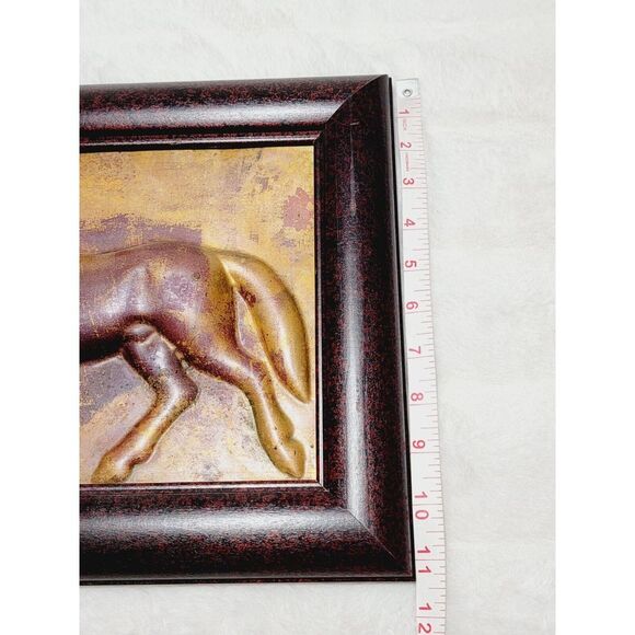 Vintage 3D Art Copper Horse, Wooden Frame, Decor 13"x11" Inches! - Picture 3 of 4